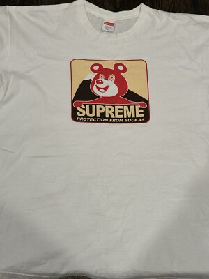 SUPREME BEAR TEE Protection from Suckas white T-Shirt Size XL 