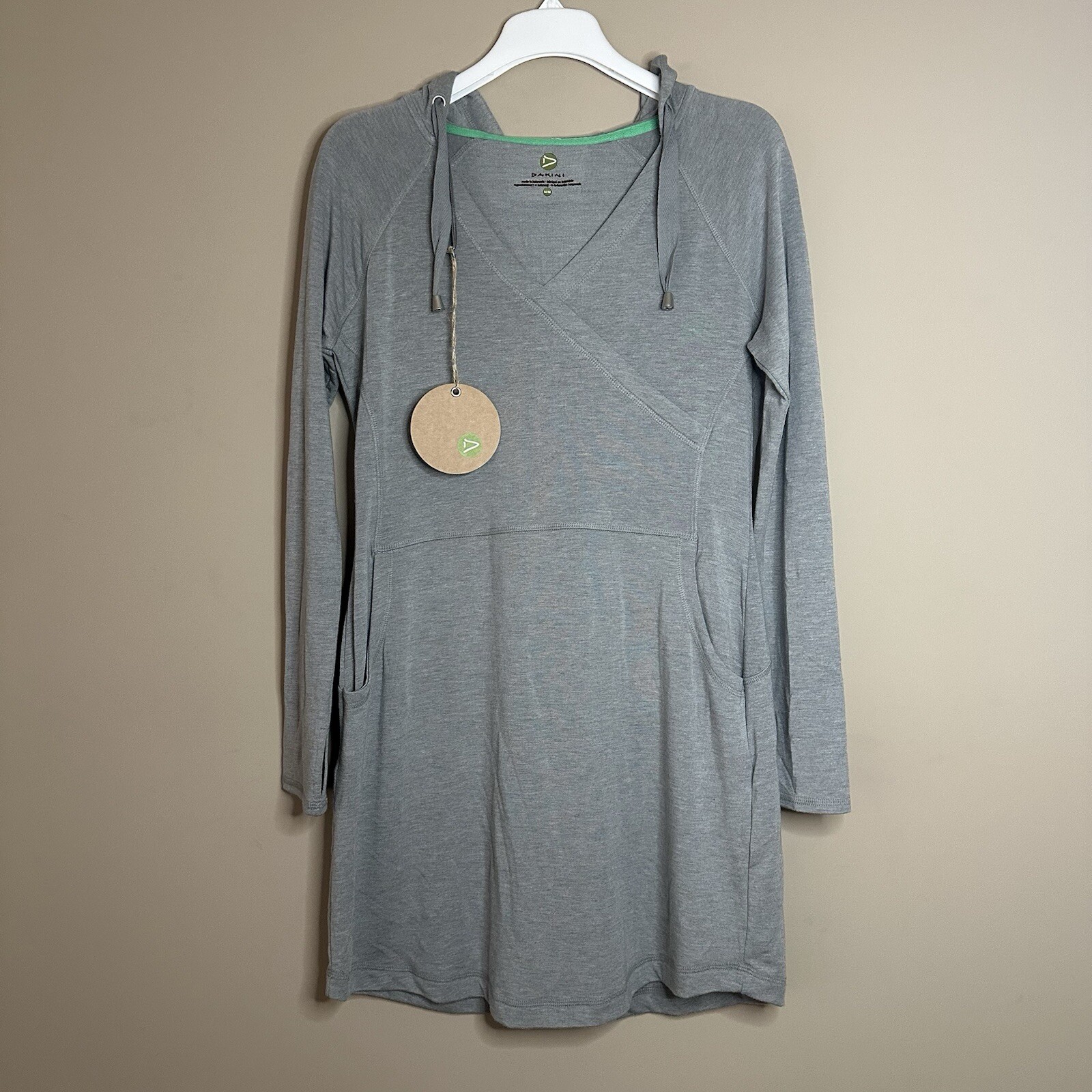 NUEVO Dakini Mujer M Sudadera con Capucha Vestido Bolsillos Informal Agujeros para el Pulgar Elástico Cuello en V