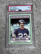 1980 TOPPS FOOTBALL CARD PSA 9 MINNESOTA VIKINGS HOF PAUL KRAUSE RECORD BREAKER