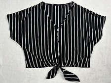 PAPERMOON Vintage Y2K Women Large Oversized Crop Top Tied Hem Made In USA