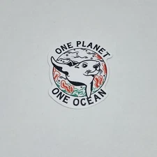 “One Planet One Ocean” Sticker Seal Decal Cute Earth Day Environment Art Tc6