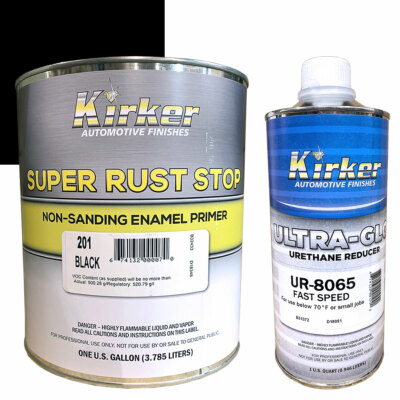 1 Gal Kirker Super Rust Stop Non Sanding Enamel Primer Black 201 w/ Fast Reducer