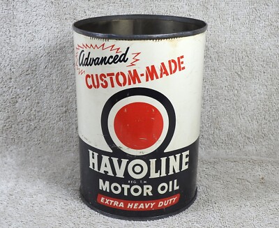 Vintage Havoline Motor OIl 1 Quart Can/Tin   Extra Heavy Duty (Dated 6-54)