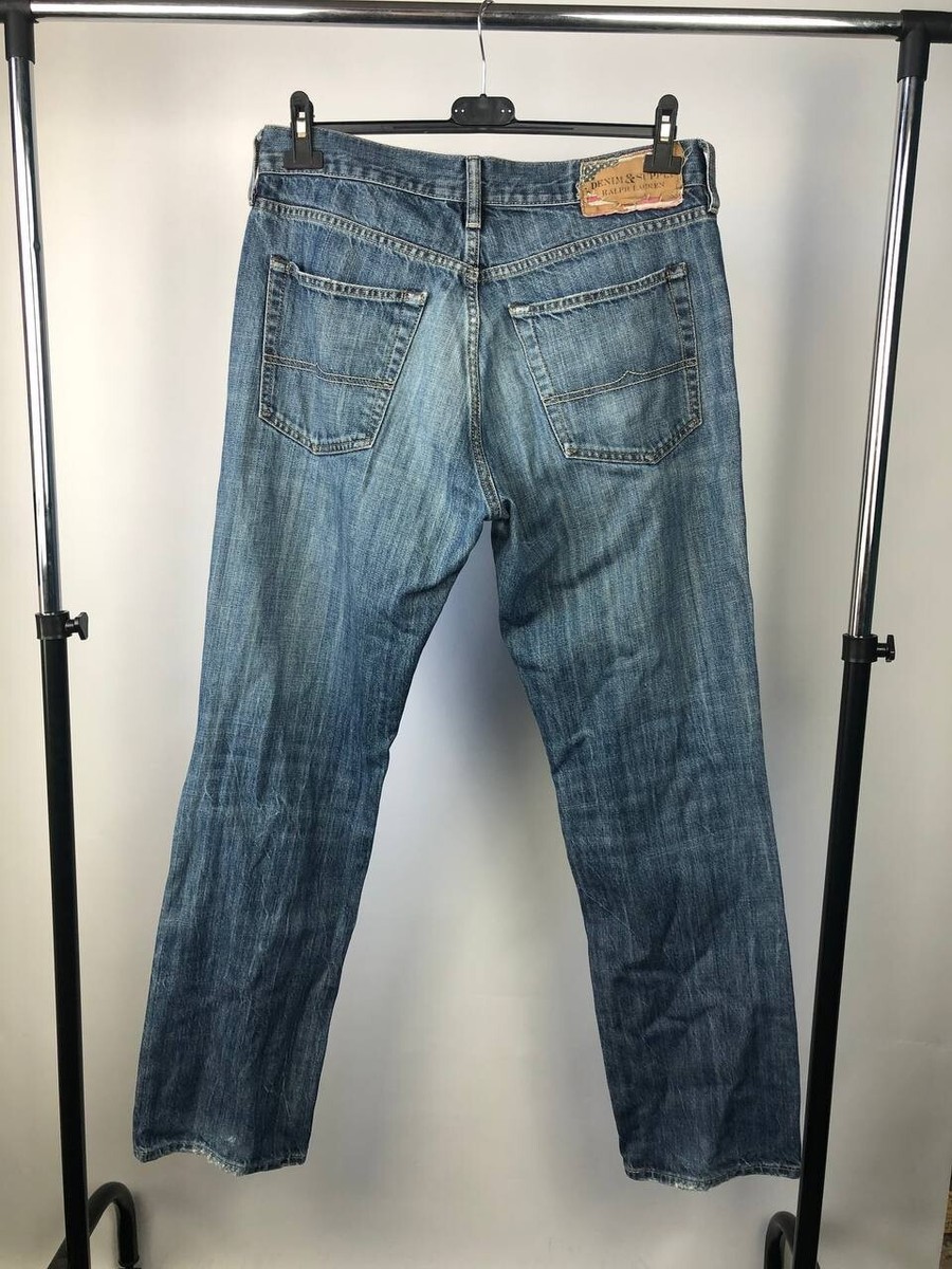 90s Ralph Lauren Denim Supply Blue Denim 33/32 Distressed Mens