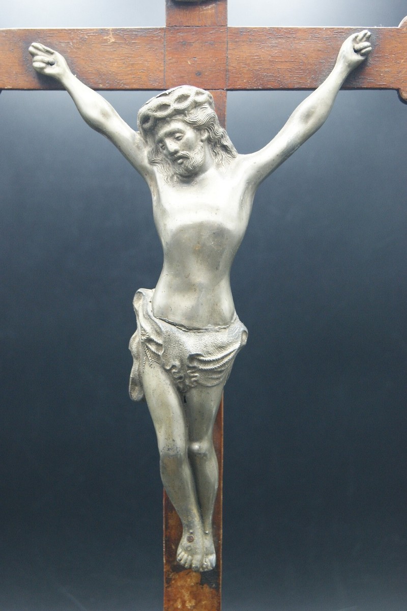 19TH INRI DNJC XXL TIN CHRISTI CORPUS JESUS CHRIST WOOD CROSS
