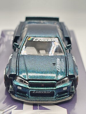 専用⭐️街道★HOUSE ⚡️Greddy R34skyline greenメタ✨ MINI GT KAIDO HOUSE 074 Nissan Skyline GT-R R34 GReddy V1