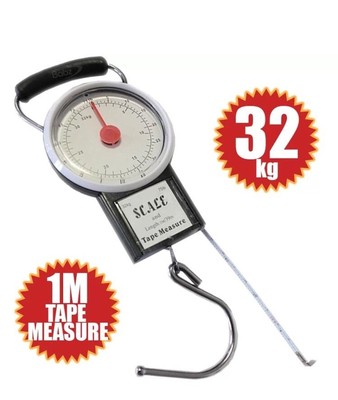 32KG LUGGAGE SCALE BAG WEIGHT BAGGAGE SUITCASE TRAVEL SCALES 1M