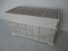 CESTO PORTA BIANCHERIA VIMINI BAULE RATTAN SHABBY CHIC  CM 78X44X44 H FODRATO   