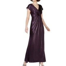 ADRIANNA PAPELL Women's Metallic Twist Cap-sleeve Gown Dress TEDO