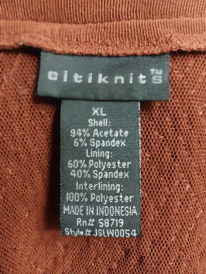 Citiknits Cardigan Womens Sixe XL Brown Stretch Hook And Eye Closure - Image 3 of 4