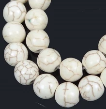 8mm Natural Antique White Howlite Turquoise Round Beads 16" 