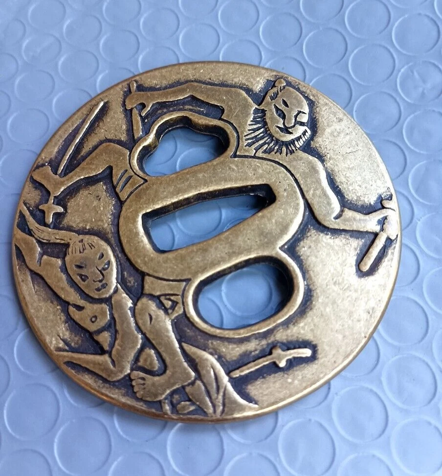 黄铜古董日本刀镡| eBay