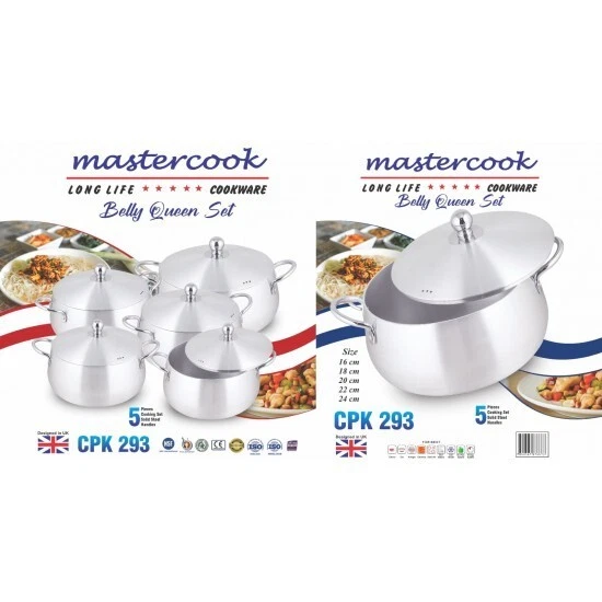 10pcs Aluminium Cookware Set Belly Stockpot Casserole Dish Pan Soup Pot Cooking