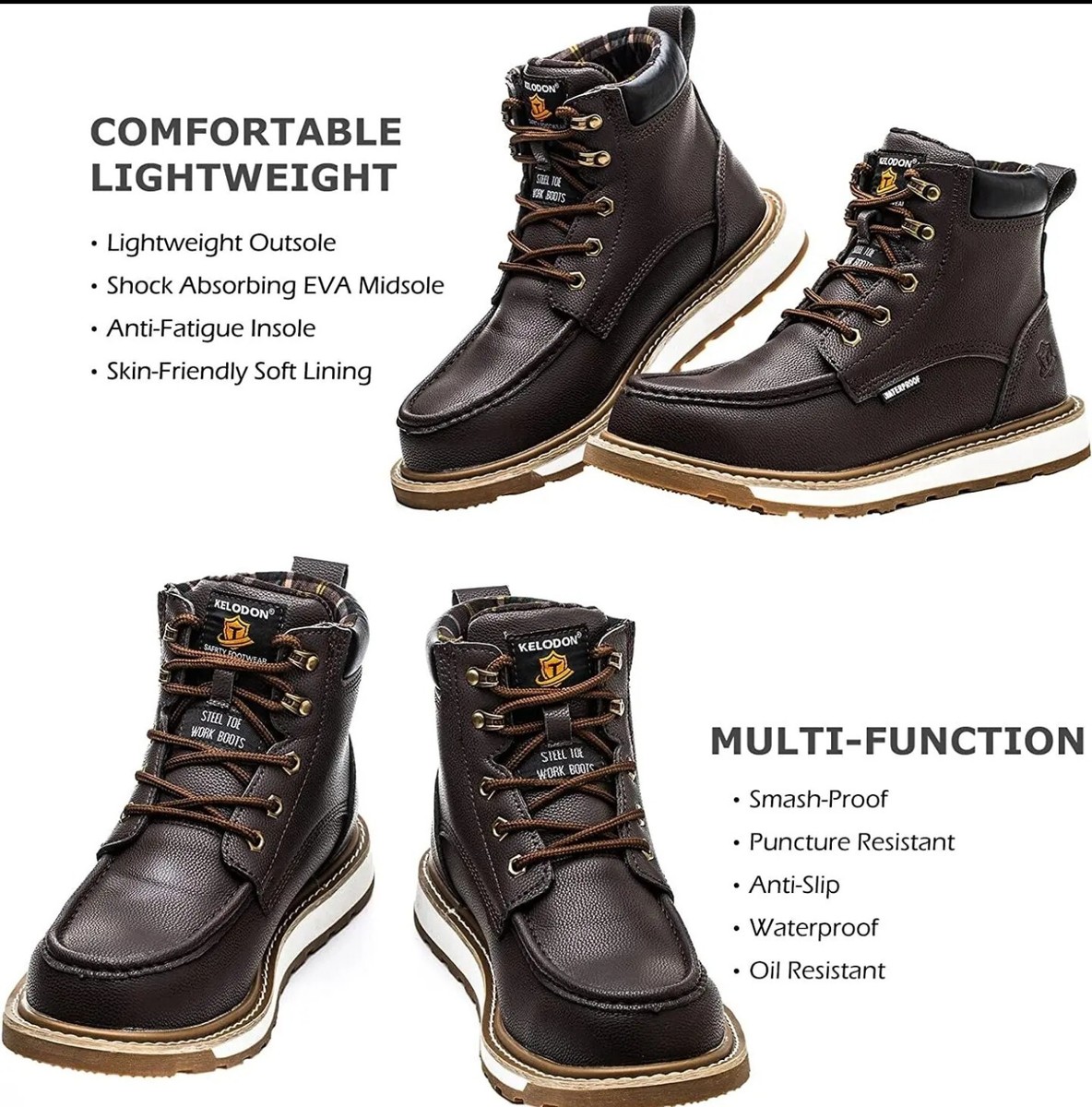 KELODON Waterproof Steel Toe Boots For Men-6 display picture 1