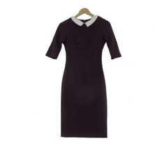Hobbs Dress UK 8 Half Sleeve Shift Dress Aubergine Pencil Formal Work Lined