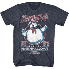 The Real Ghostbusters T-Shirt Mr Stay Puft Marshmallows Navy Heather Tee