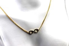 Kaedesigns, New 9ct 375 Solid Yellow Gold Infinity Long 56cm Kerb Curb Necklace