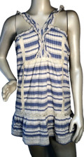 Tularosa Mini Dress in Blue Gray Stripe Lace ruffle Sz S