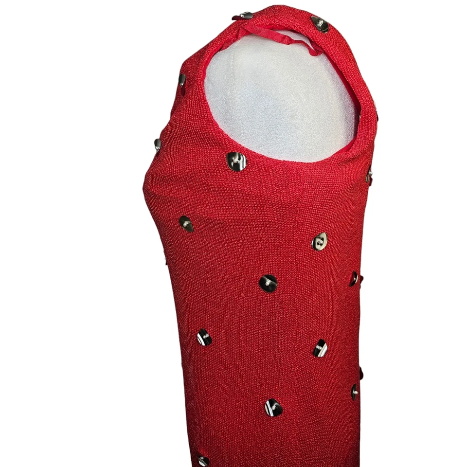 Vestido vintage años 70 Fredericks Hollywood para mujer S rojo suéter acento abulón Foto 3 de 4