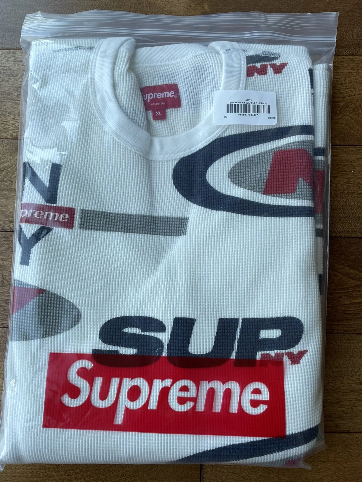 ?Supreme NY pull thermique gaufré blanc XL