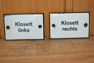 Konvolut Alte Emailschilder 30er Jahre,Klosett Links/Klosett Rechts,Original
