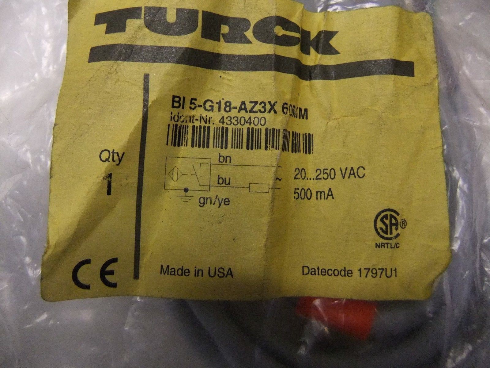 Turck Proximity Switch BL5G18-AZ3X 60 MM
