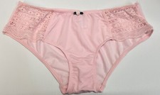 Vintage Delicates Satin Pink Low Lace Accent Waist Bikini Panty M/6 Silky Soft