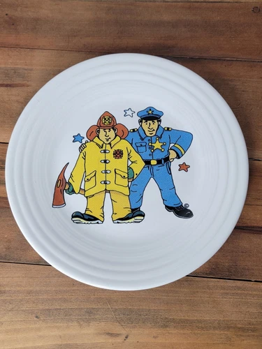 Fiesta Plate Homer Laughlin Hometown Heroes Fireman Policeman 9" Child Plate