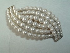 VINTAGE FAUX PEARL HAIR BARRETTE UP DO HAIR ACCESSORY