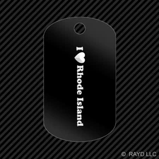 I Love Rhode Island Keychain GI dog tag engraved many colors
