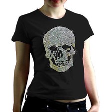 Pailetten Totenkopf Glitzer Rhinestone Skull Strass Damen Girl Shirt *7239