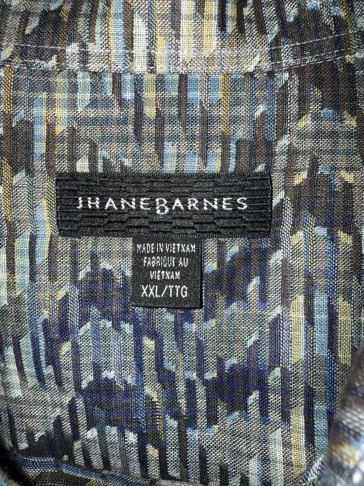 Vtg - Jhane Barnes -XXL - Hypnotic - Fractals Snap Button Down - Woven In Japan - Image 2 of 4