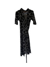Merona Little Black white Dress V Neck Faux Wrap 3/4 Sleeves Womens Small S