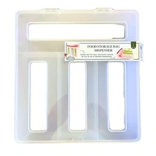 NWT Clear Food Storage Bag Dispenser & Organizer Wall-Mount or Use In Drawer