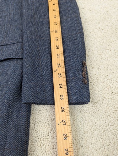 Abrigo Deportivo Bill Blass Para Hombres 48R Azul Lana Espiga Tweed Blazer Chaqueta De Colección EE. UU. - Imagen 4 de 14