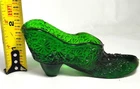 Vintage Fenton Daisy And Button Emerald Green Glass Shoe Slipper Glass Figurine
