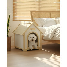 Cedar Pet House Cream Yellow Cabin Style Indoor Shelter for Small Dogs Cats