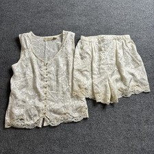 Vtg Victoria's Secret Gold Label Two Piece Sleep Lace Satin Set Medium Bridal