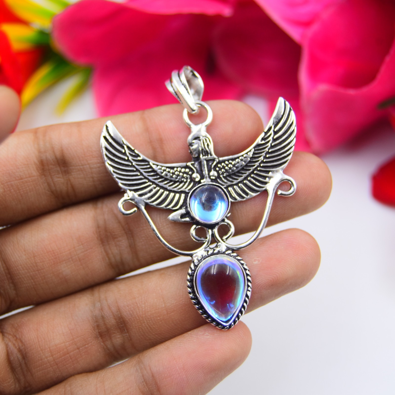 Milky Opal Gemstone Handmade 925 Sterling Silver Jewelry Pendant Size-2.5