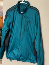 adidas Men's Track Jacket M Teal Full Zip Polyester 3 stripes vintage 2000s