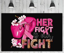 Black with Pink Breast Cancer Awareness Backdrop 6' x 3.6' Polyester Charity ...