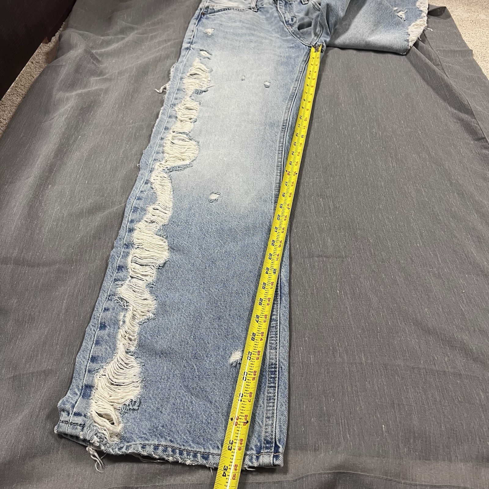 Zara TRF Mid Rise Wide Leg Ripped Jeans Sz 4 NWT image 8