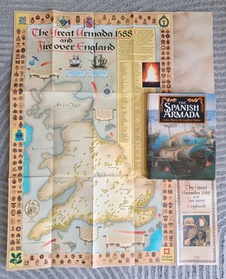 The Spanish Armada Hardback Book & Commemorative Map Both In VGC Parker, Martin