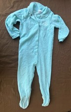 Vintage Carters Classics Blue Terry Cloth Sleeper Romper Made In USA Size 9-12mo