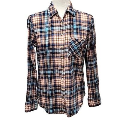 Aeropostale Flannel Shirt Size S Designed in NYC Teal Tan Brown Black Rust