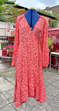 BNWT Per Una by M&S Red Floral Wrap Party Summer Dress Size 12