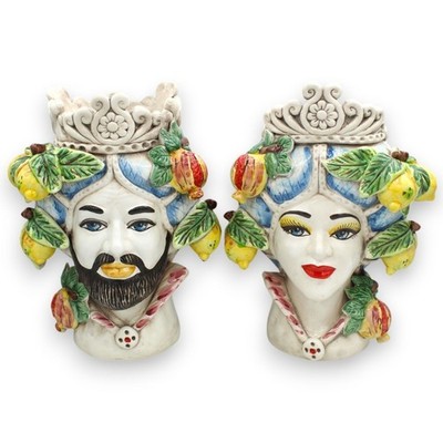 Sicilian Moor Heads (1 Unit) H 30 Cm Approx. Caltagirone Ceramic, Model Norma