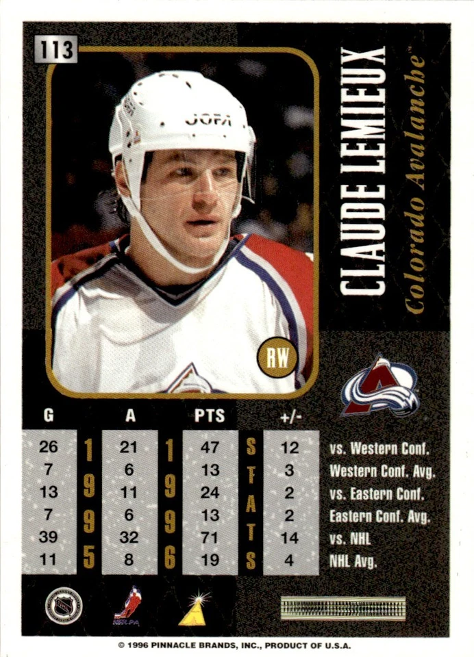 1996 Summit #113 Claude Lemieux - Colorado Avalanche - Image 2 of 2