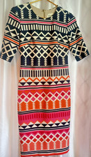 Eliza J Pencil Dress 4 Multicolored stripe Short sleeves geometric print