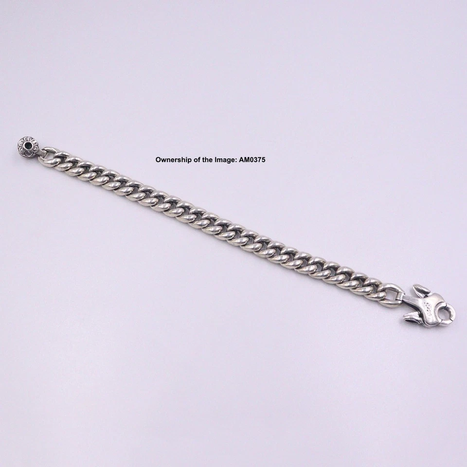 Pure 925 Sterling Silver Men's Bracelet 9mm Cuban Curb Link Men Chain 7.10inch - Image 4 of 4